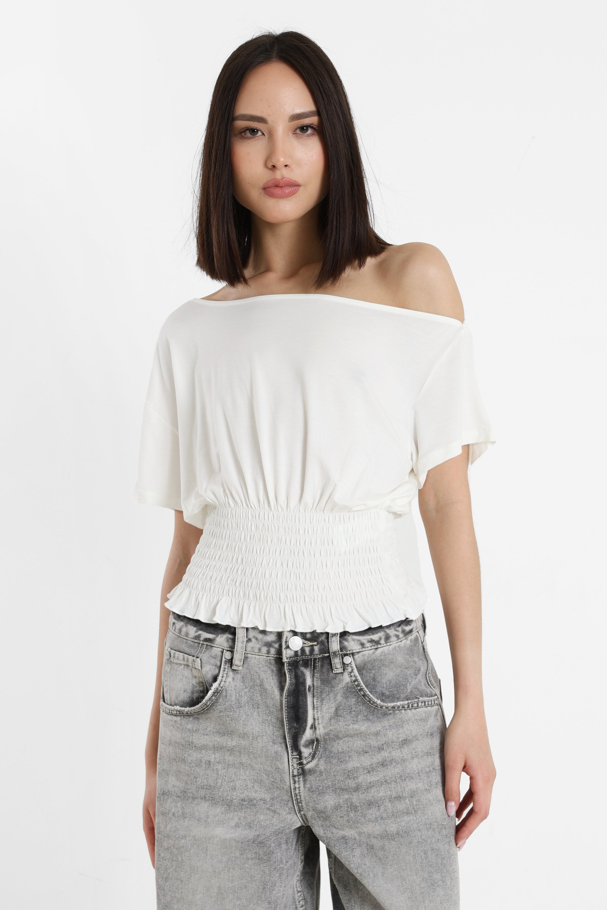One Shoulder T-Shirt - Offwhite