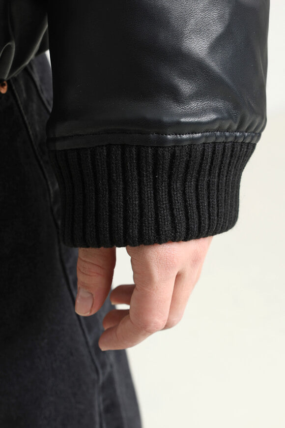 Veste en similicuir Bomber - Noir