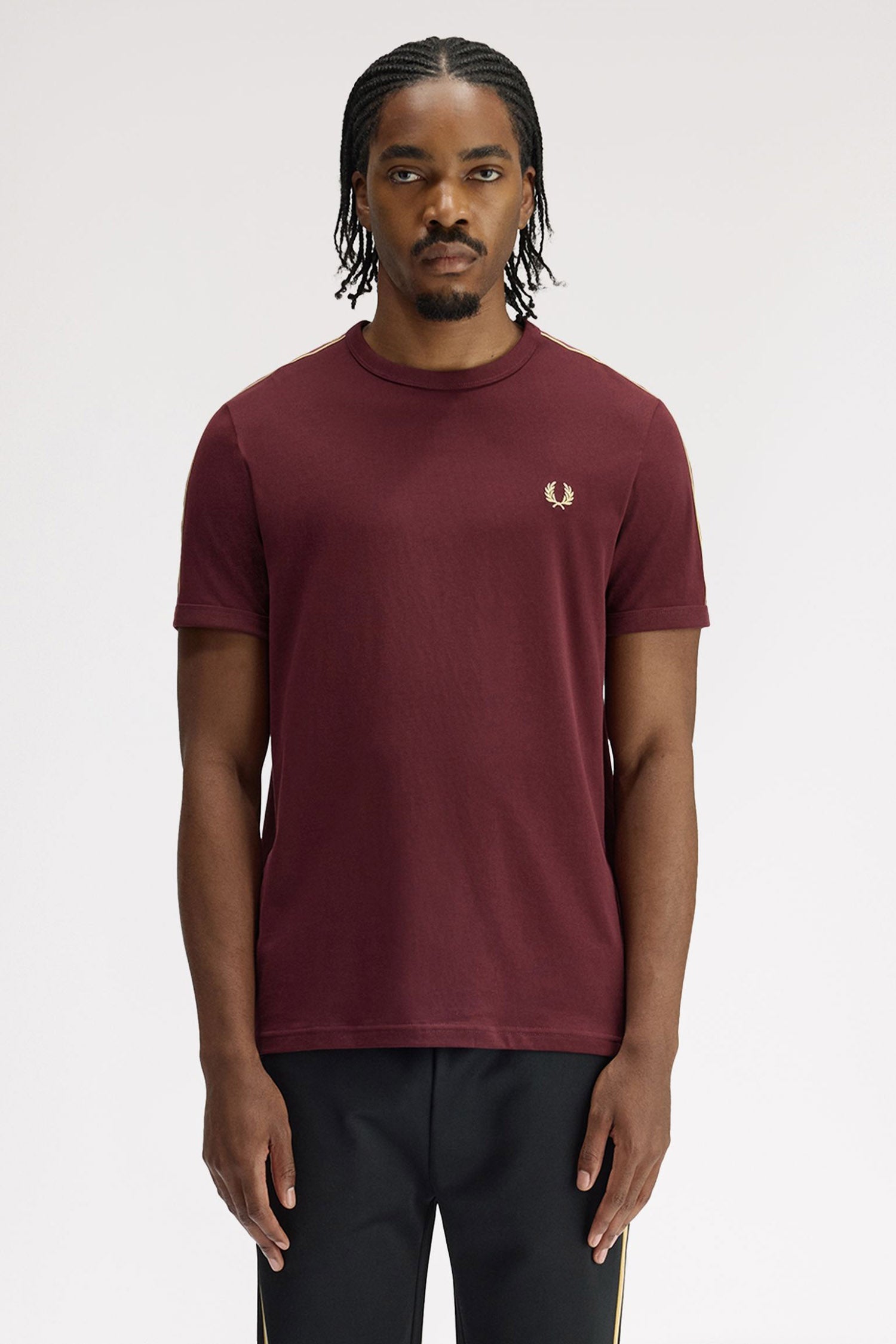 Contrast Tape Ringer T-Shirt - Oxblood