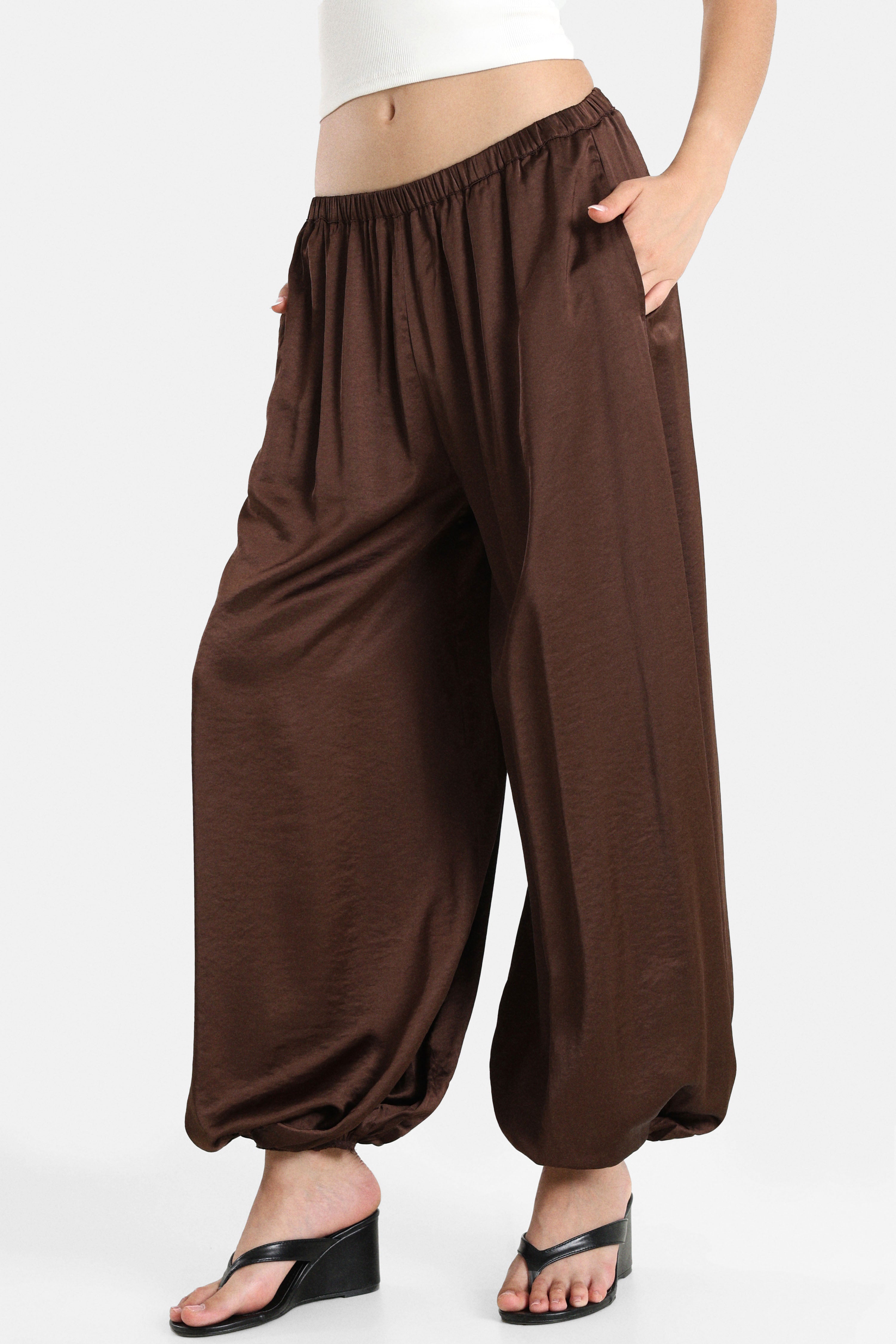 Ballon-Satinhose - Dunkelbraun