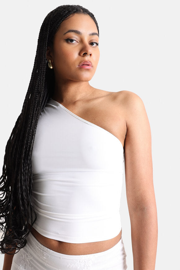 One Shoulder Crop Top - Blanc cassé