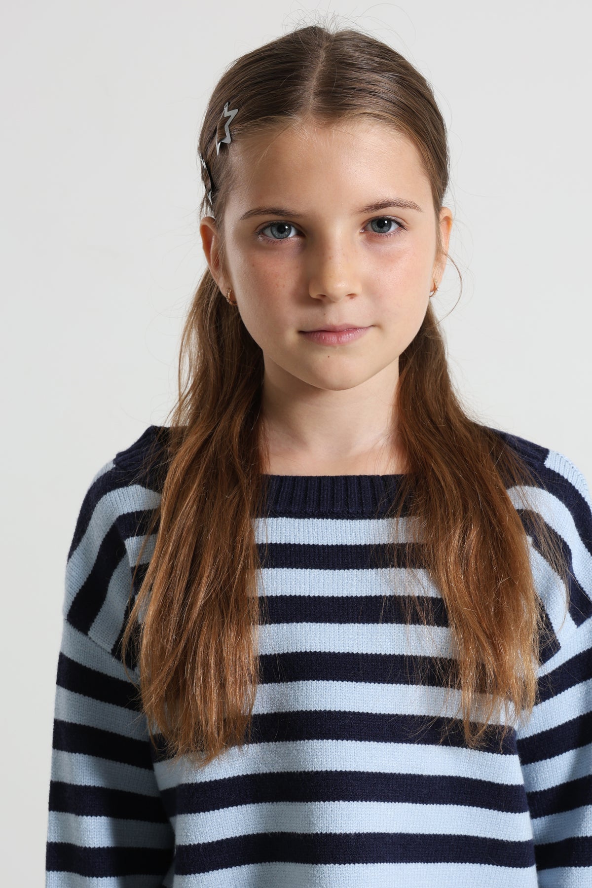 Oversize Chenille Strickpullover - Dunkelblau + Hellblau