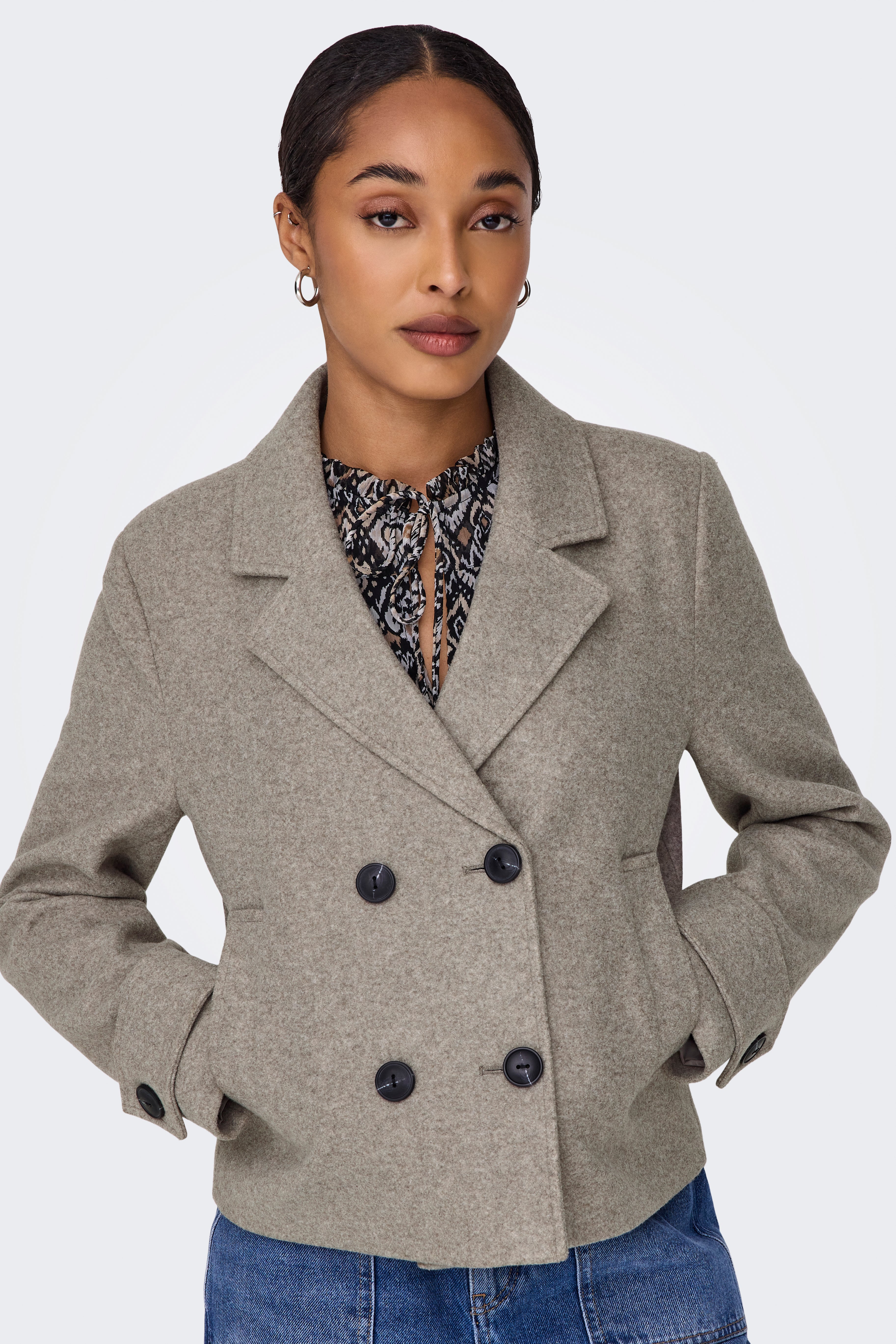 Cappotto corto ONLFREJA - Moka Meringue Melange