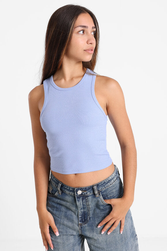 Ribbed crop tank top - light blue