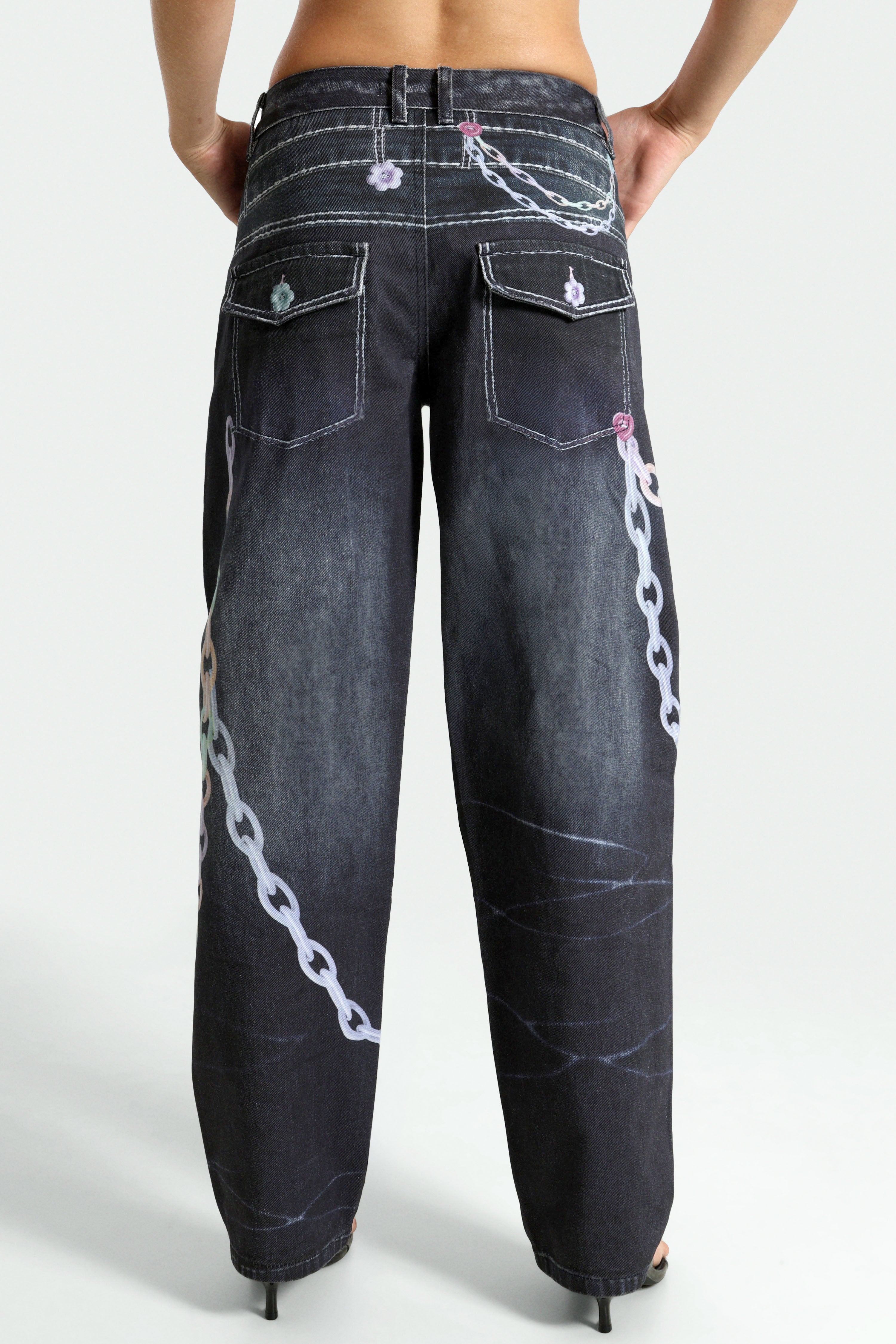 Baggy fit jeans - Dark Blue + Multicolor
