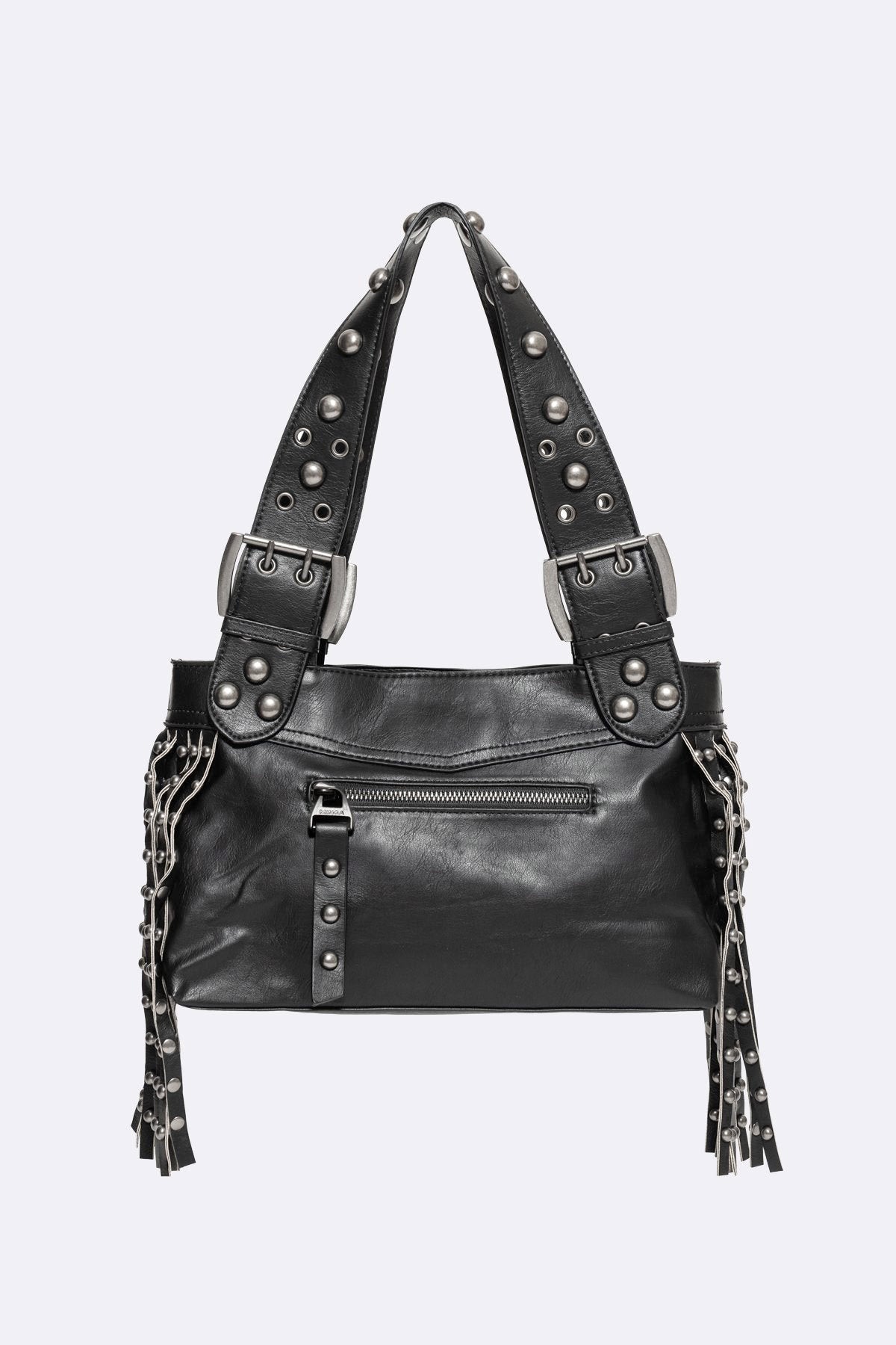 Fern Studded Fringe sac à main avec rivets - Black