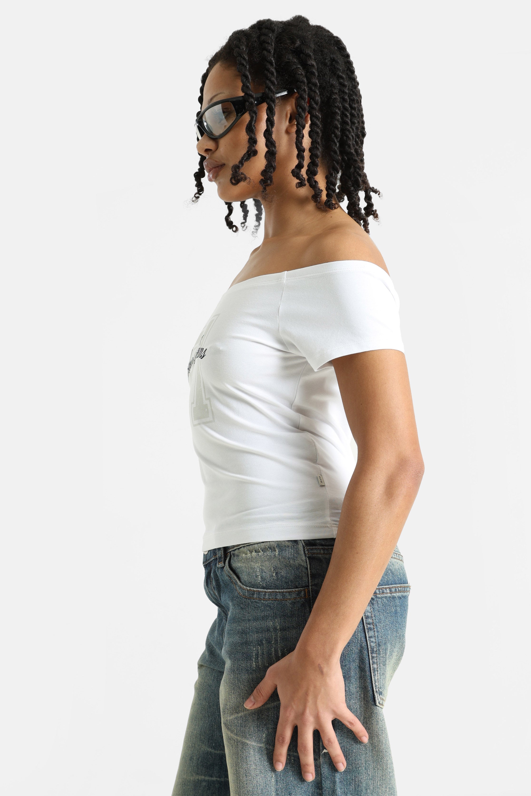 Off Shoulder T-Shirt - Pure White