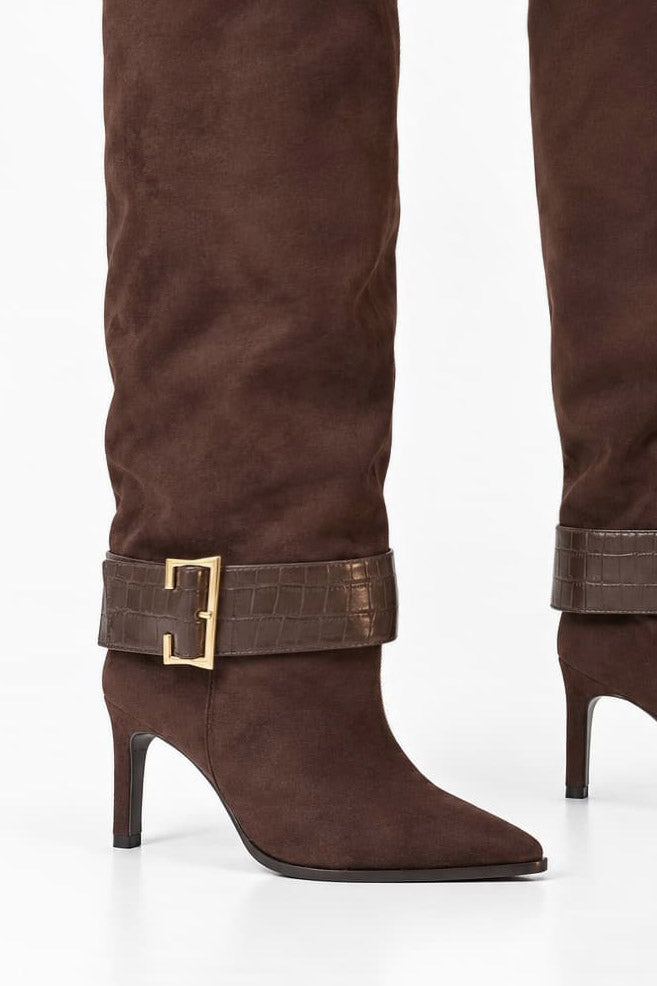 Kunstwildleder Stiefel - Coffee