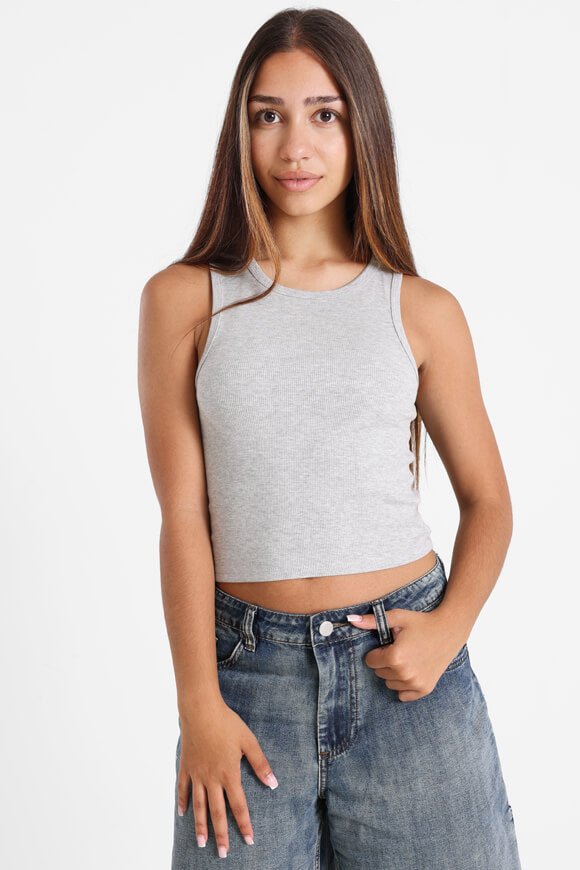 Ribbed crop tank top - mottled gray