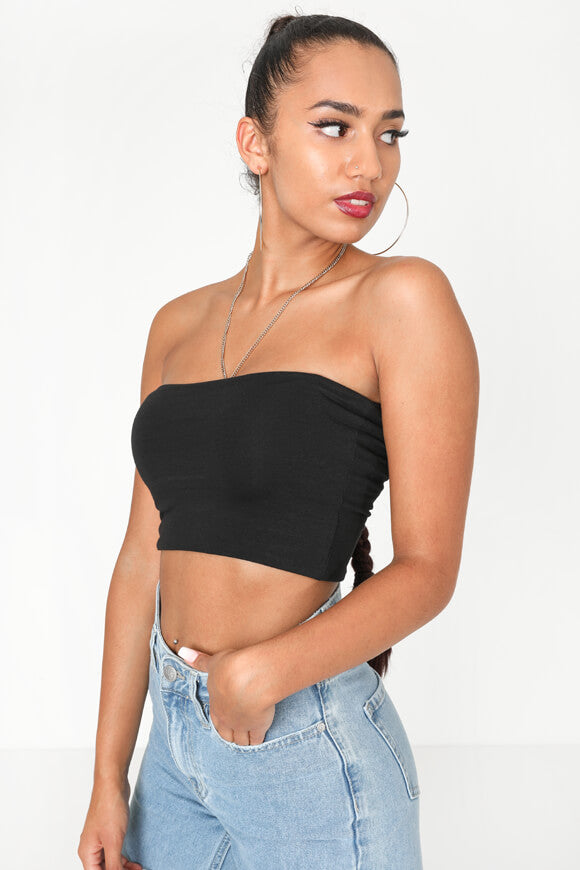 Bandeau crop top - black