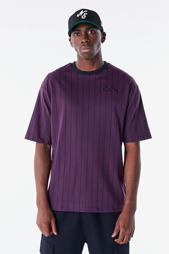 NE Pinstripe Oversize T-Shirt - Violet + Black