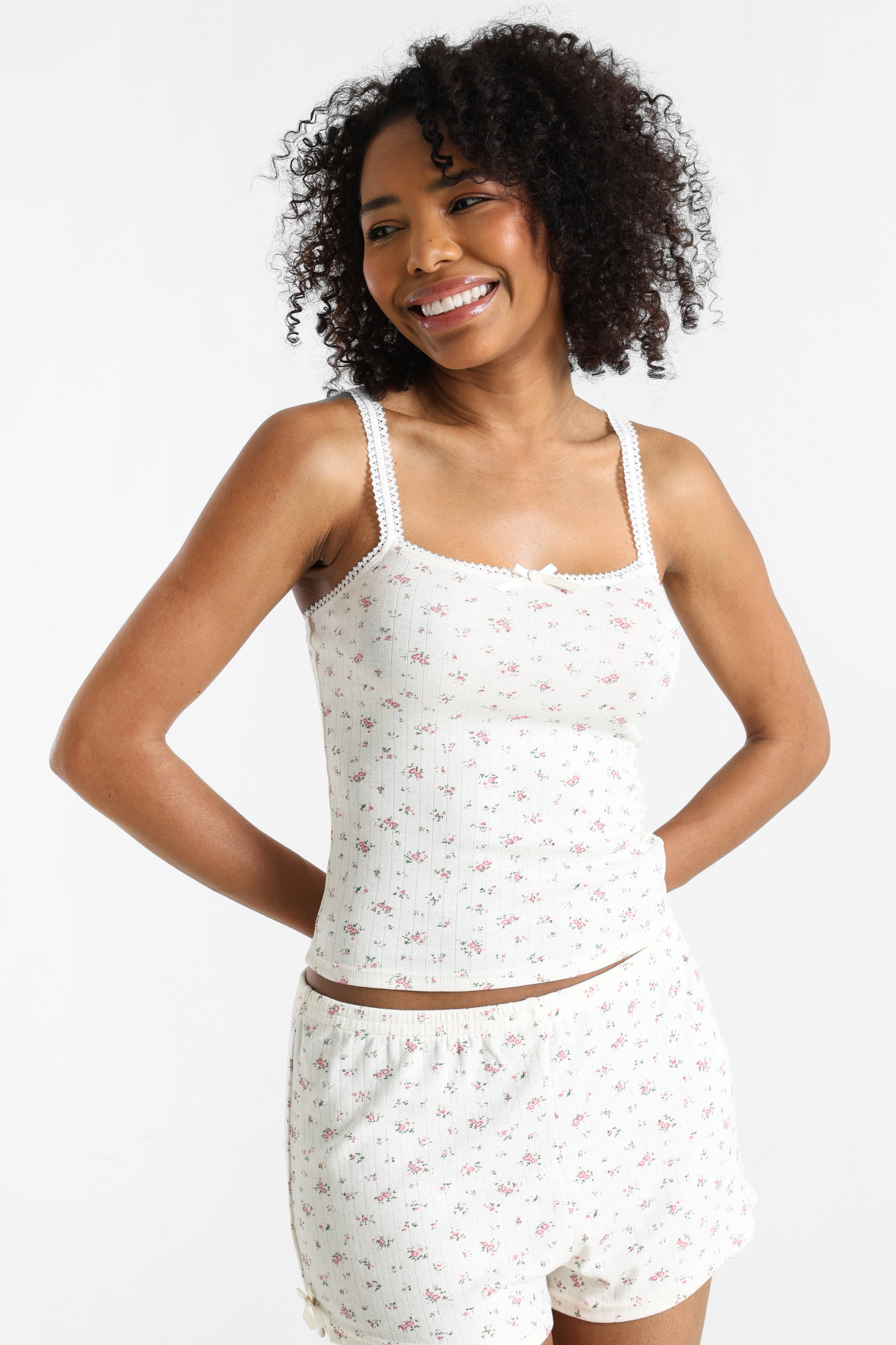 Strukturiertes Crop Top - Offwhite