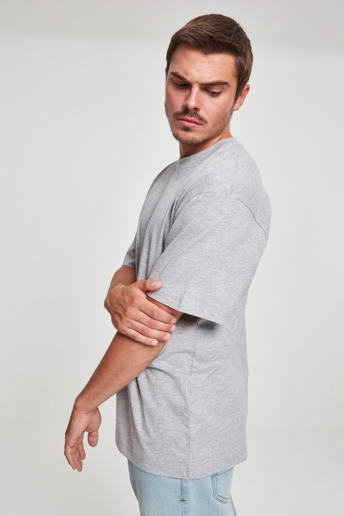 Oversize T-Shirt - Hellgrau meliert