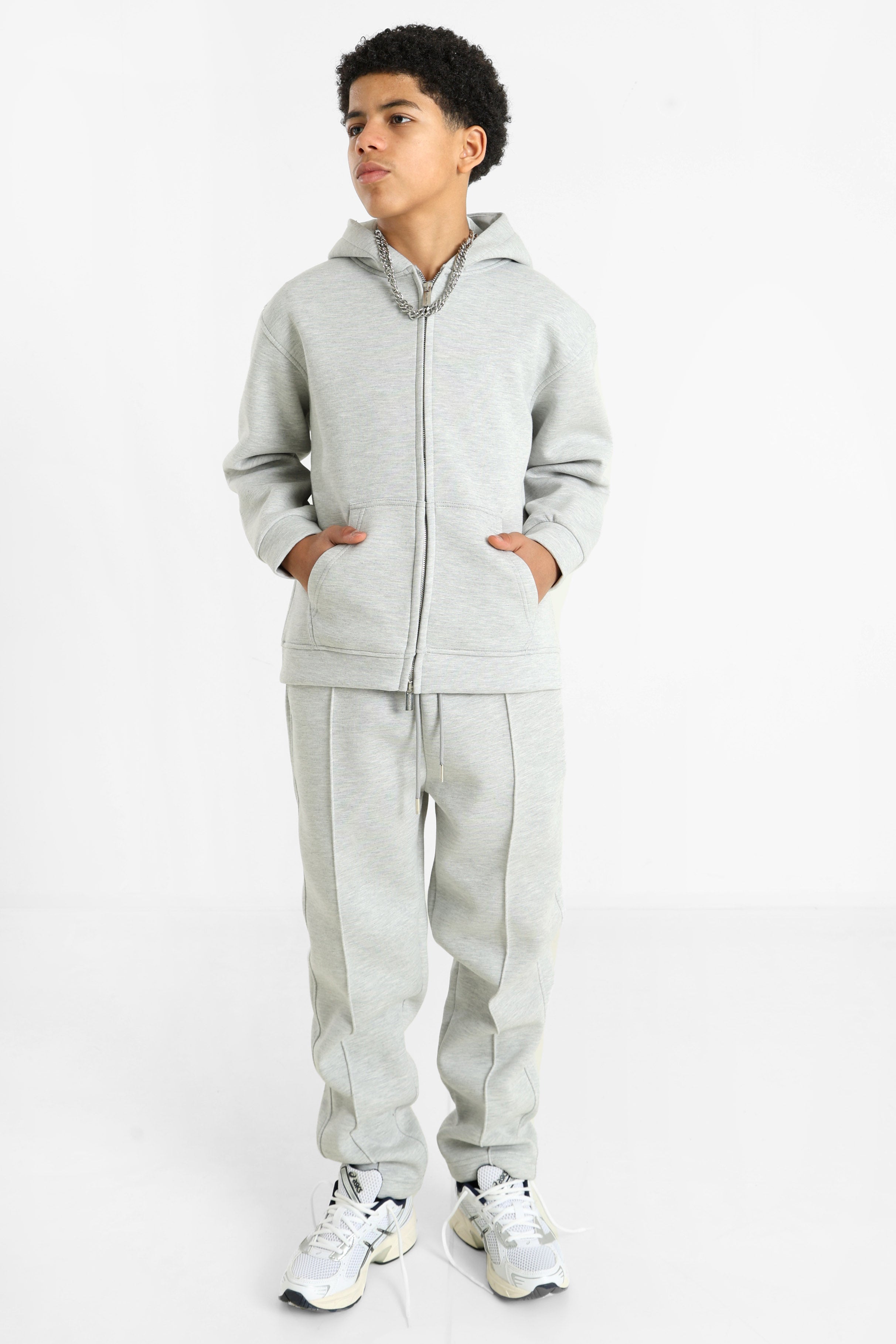 Kapuzensweatjacke - Light Grey Heather