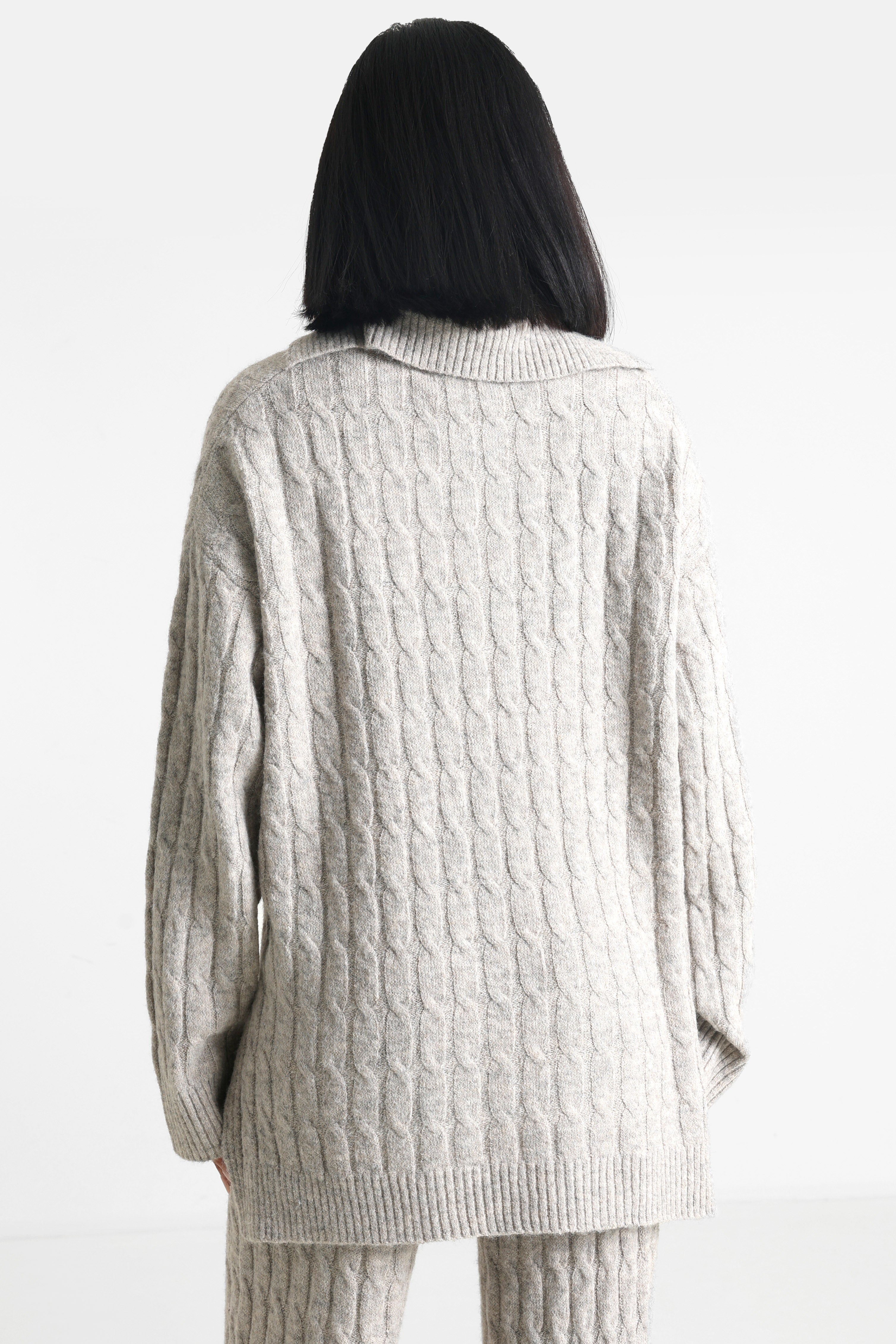 Pull ample en tricot - Beige chiné