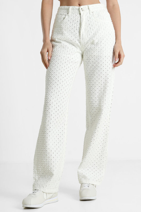Hose mit Lochmuster - Offwhite