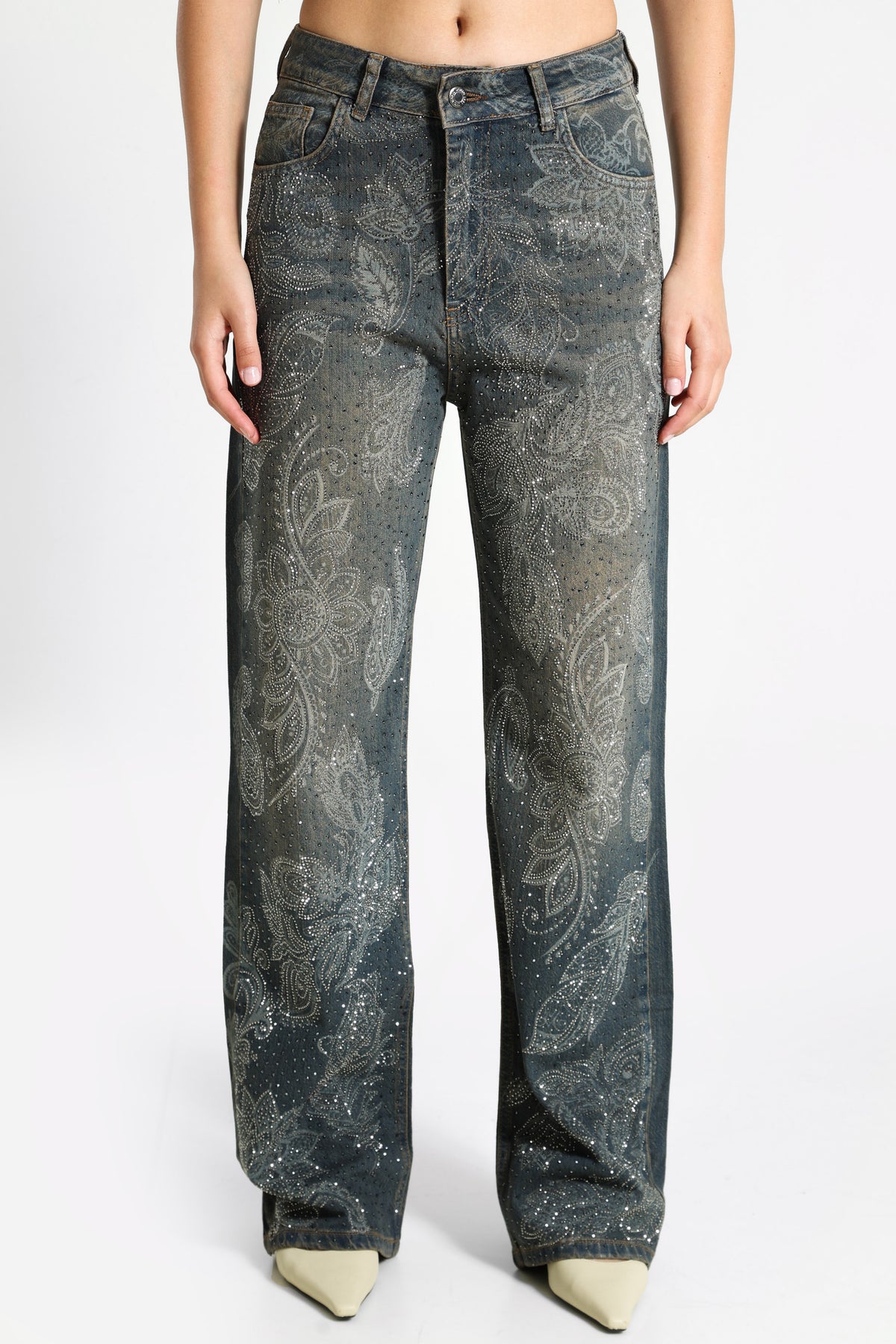 Loose Fit Jeans mit Strass