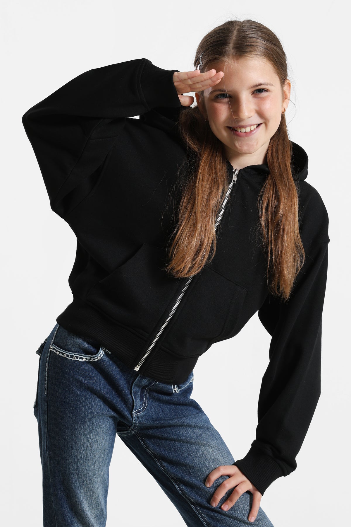 Oversize Kapuzensweatjacke - Schwarz