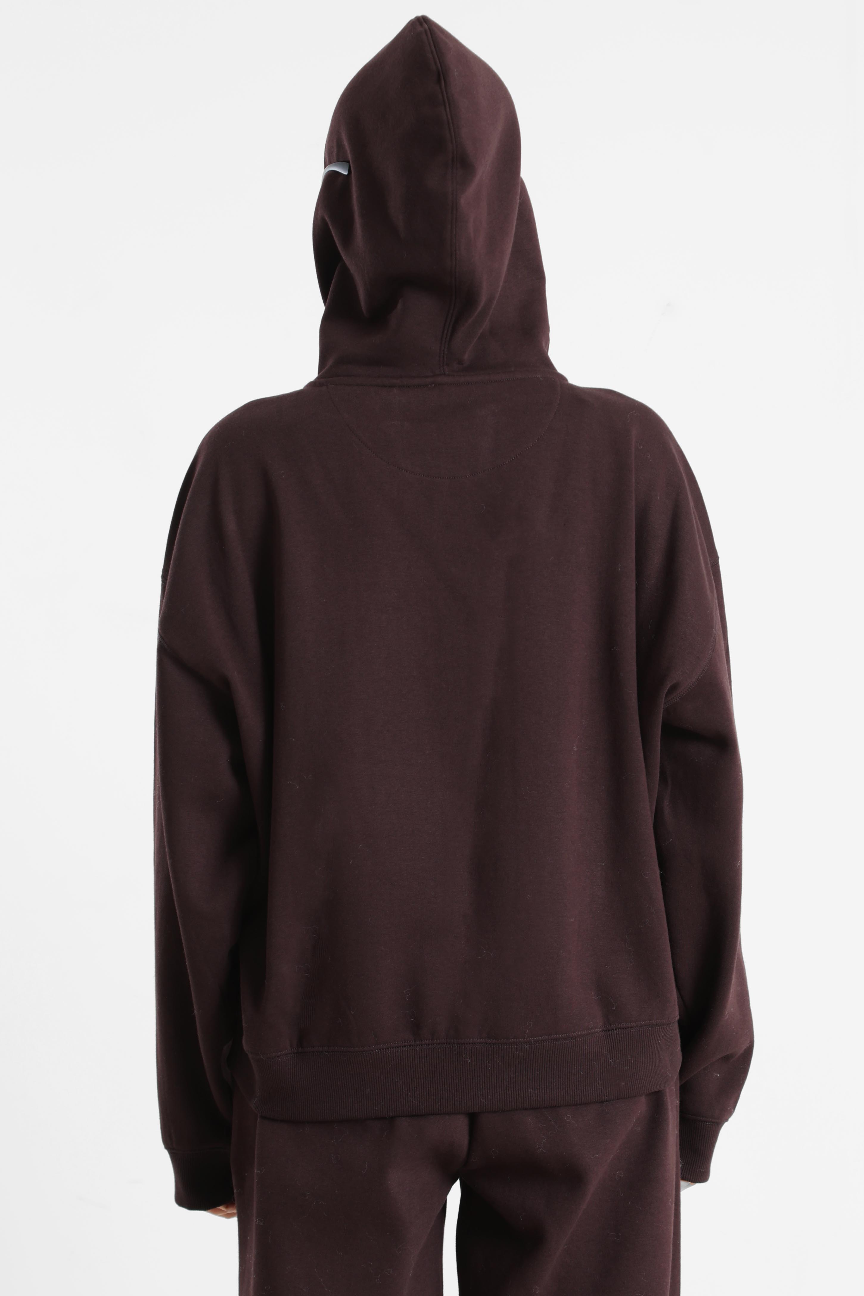 Hooded sweat jacket - Dark brown