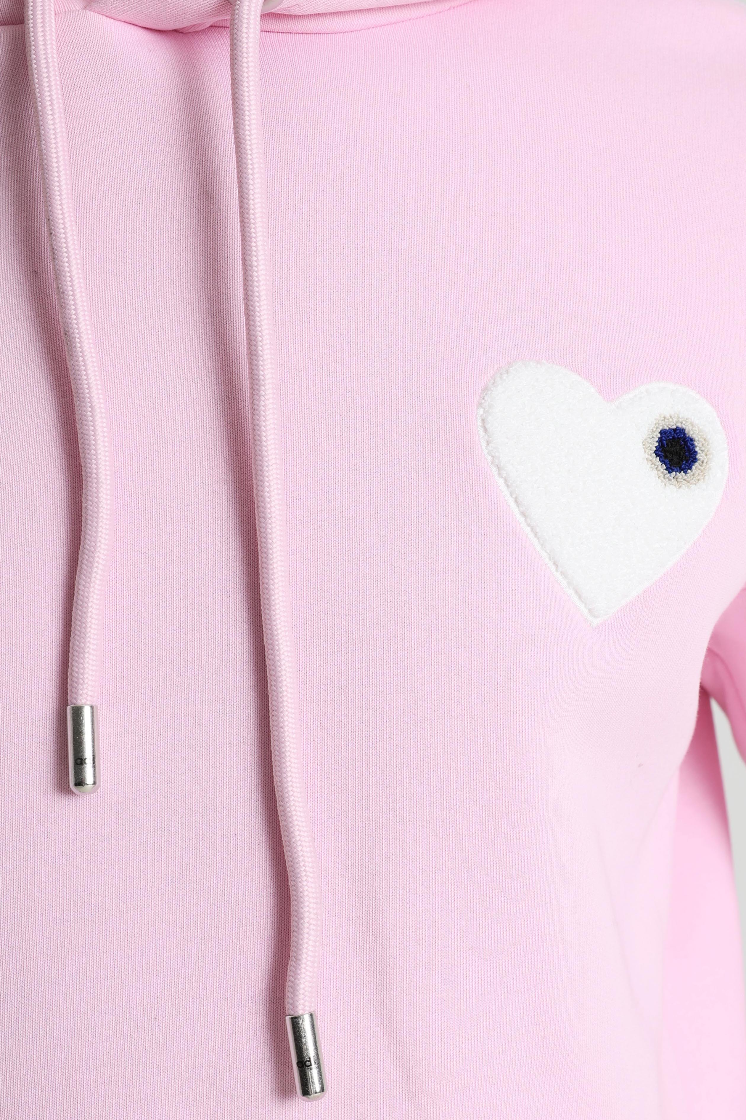 Heart Kapuzensweatshirt - Pink + White