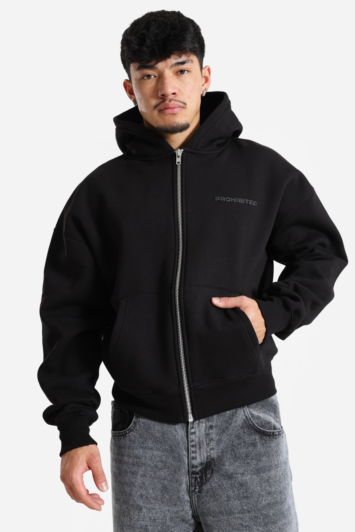 10119 Kapuzensweatjacke - Black