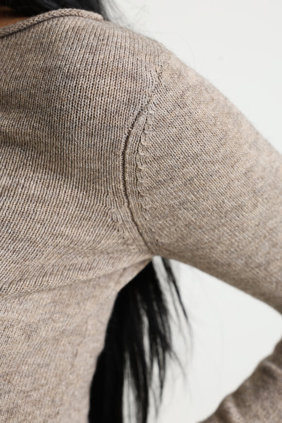 Crop Strickpullover - Braun meliert