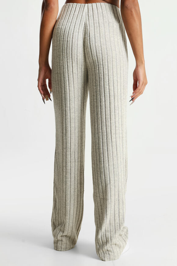 Gerippte Strickhose - Beige meliert