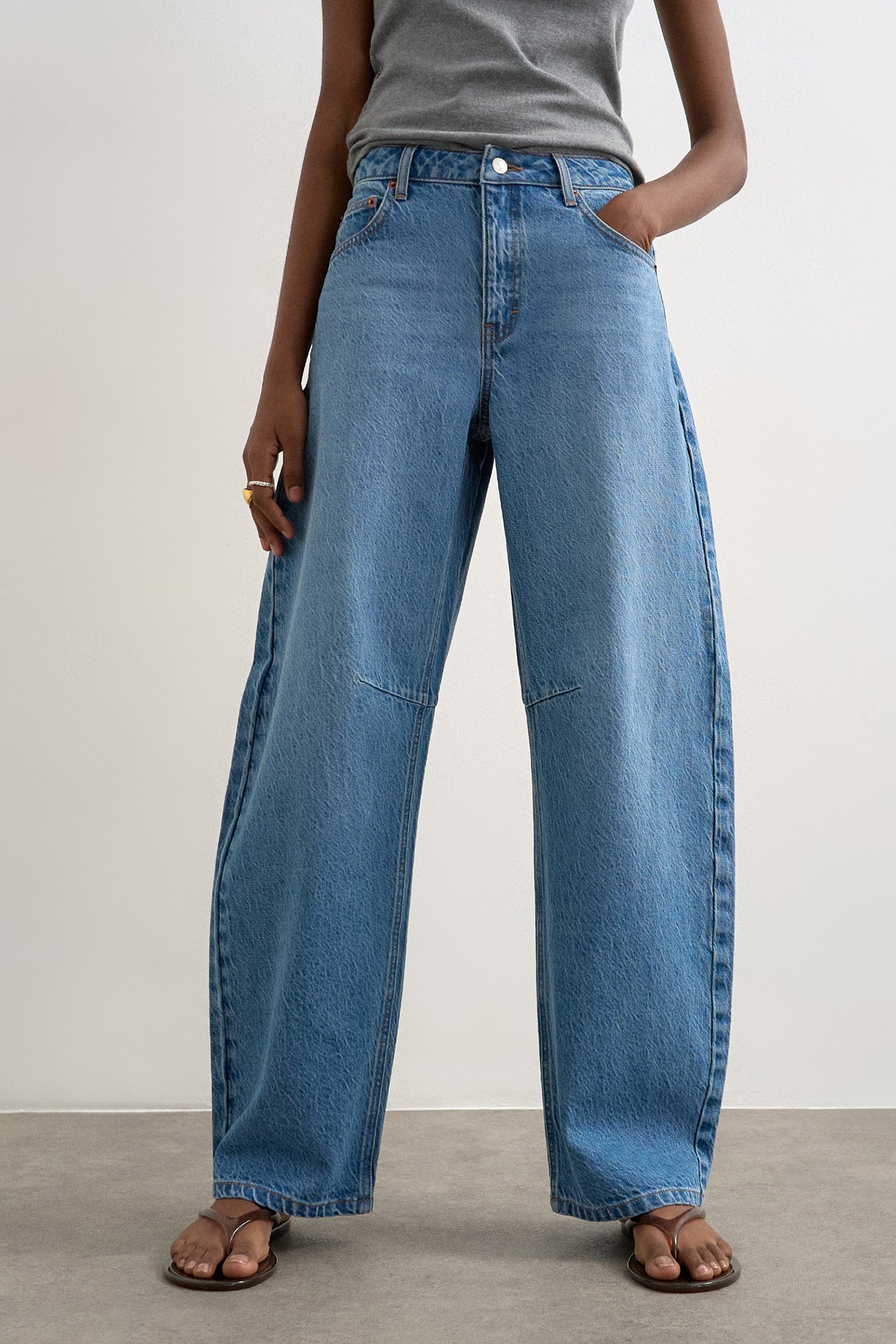 TSALMA Barrel Fit Jeans L32 - Medium Blue Denim