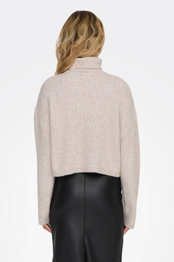 Melanie Ribbed Crop Knit Sweater - Oatmeal Heather