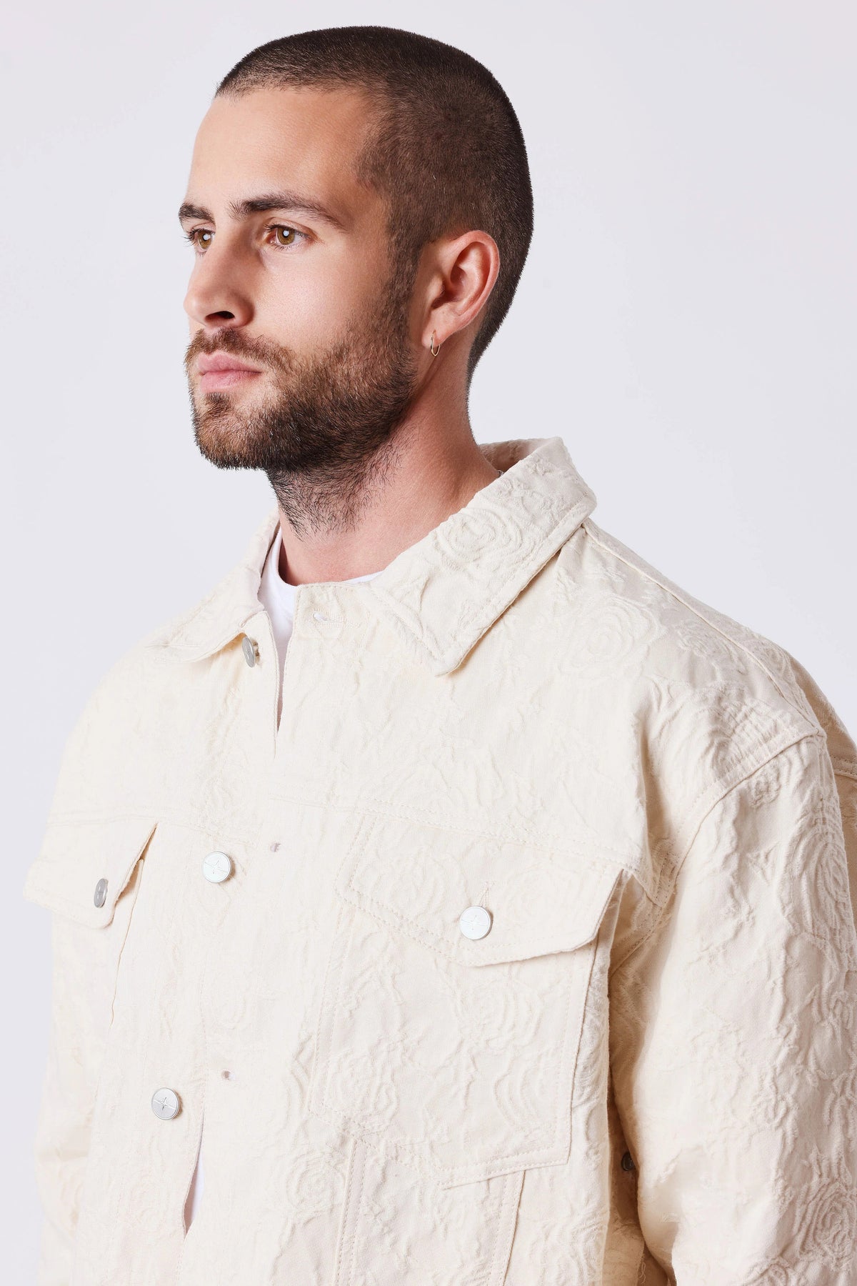 Trendy veste en tissu structuré - Offwhite