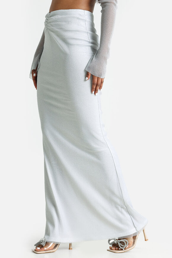 Glitzer Maxirock - Hellgrau + Silber