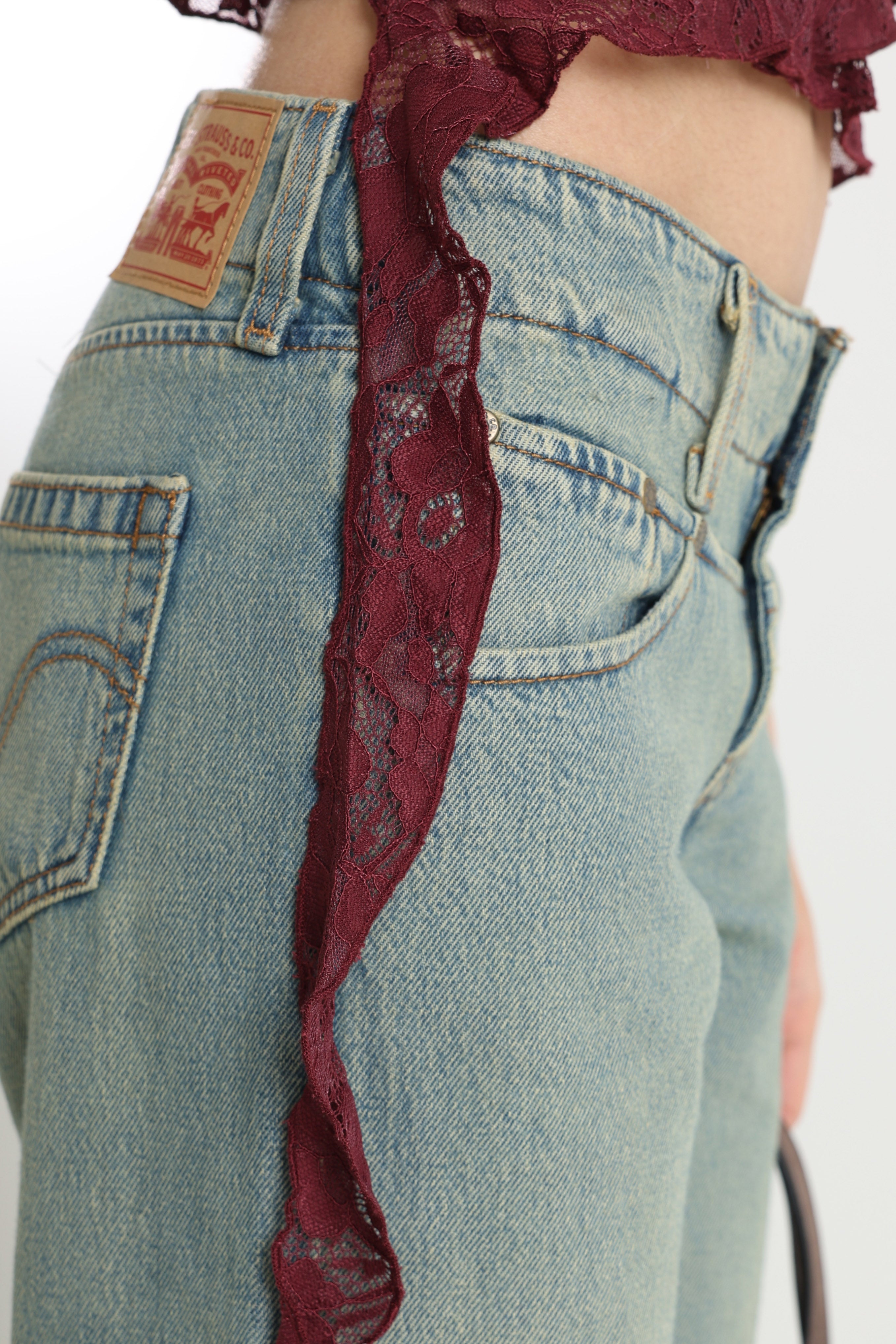 Crop Spitzentop - Bordeaux