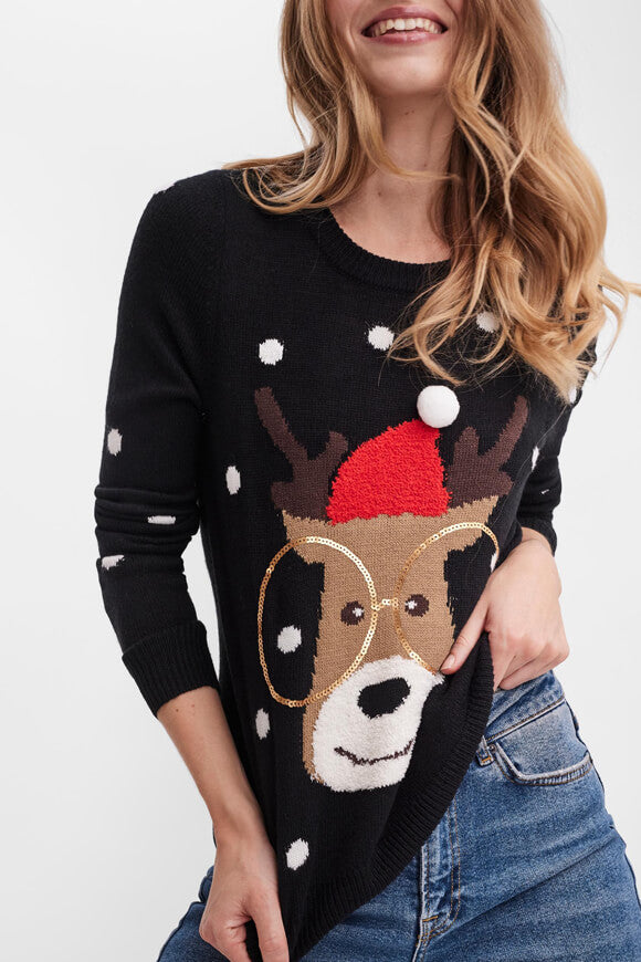 Christmas knitted sweater - Black