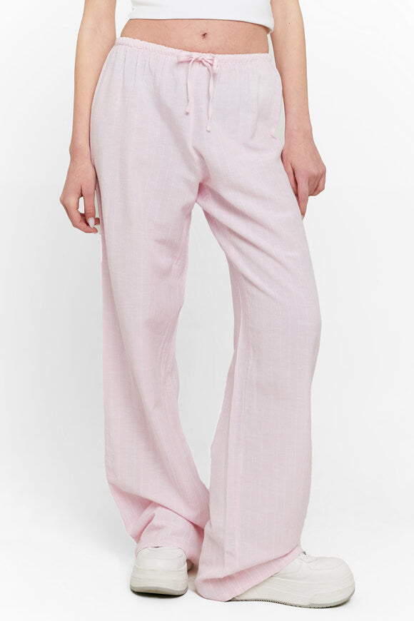 Wide Leg Leinenhose - Pink + White