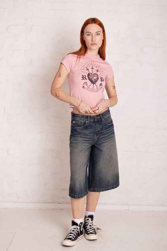 Heart Baby Crop T-Shirt - Pink