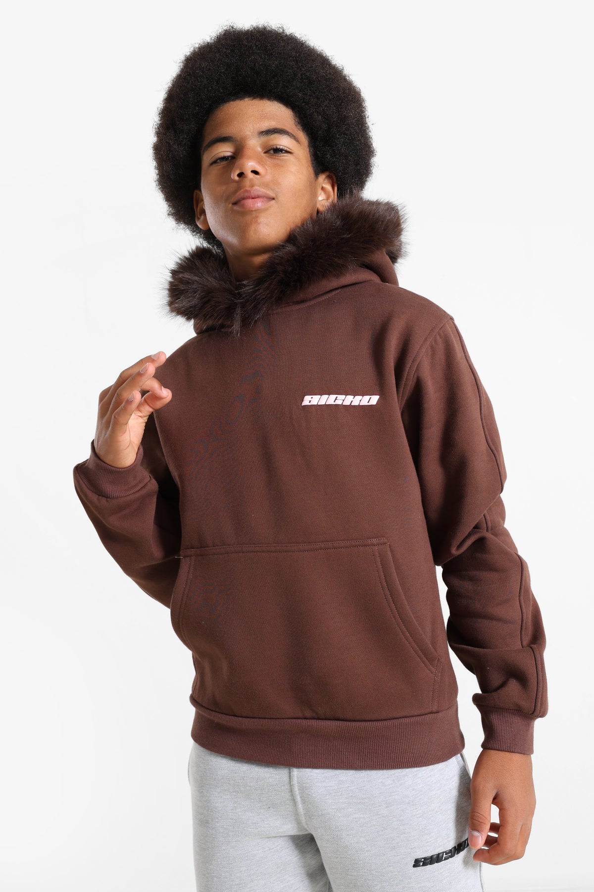 Kapuzensweatshirt - Braun + Rosa