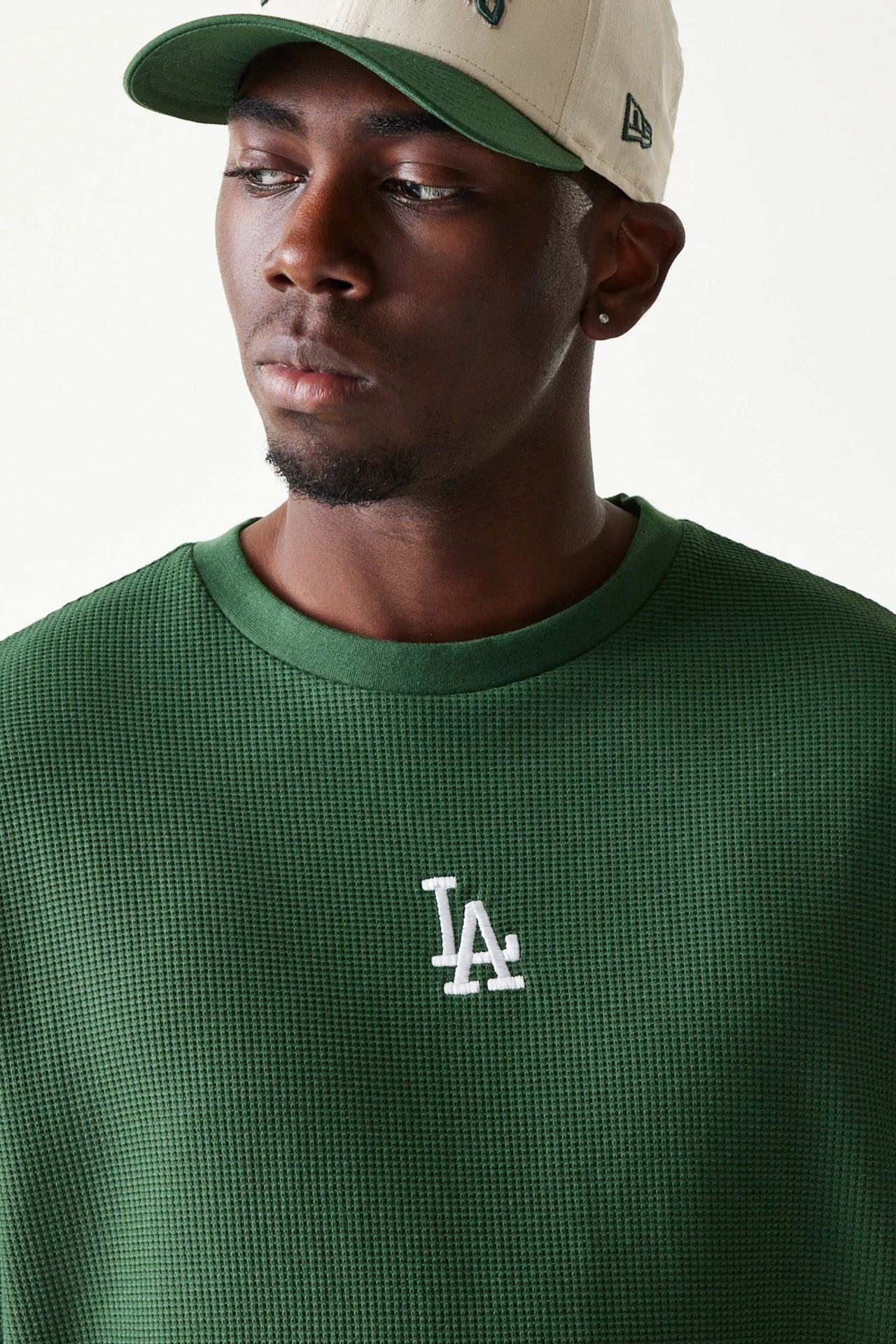 Oversize T-Shirt mit Waffelstruktur - Dark Green