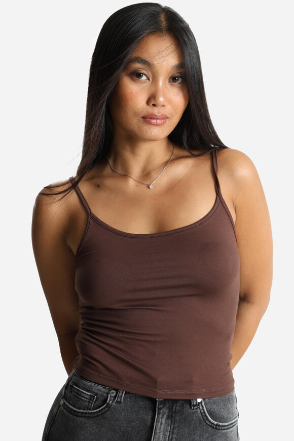 Crop Trägertop - Dunkelbraun