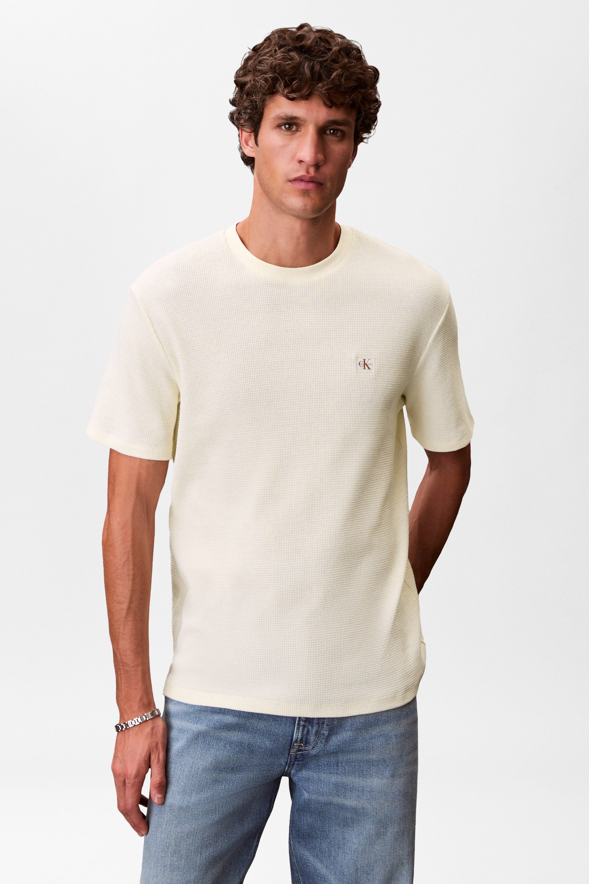 T-Shirt mit Waffelstruktur - Calico