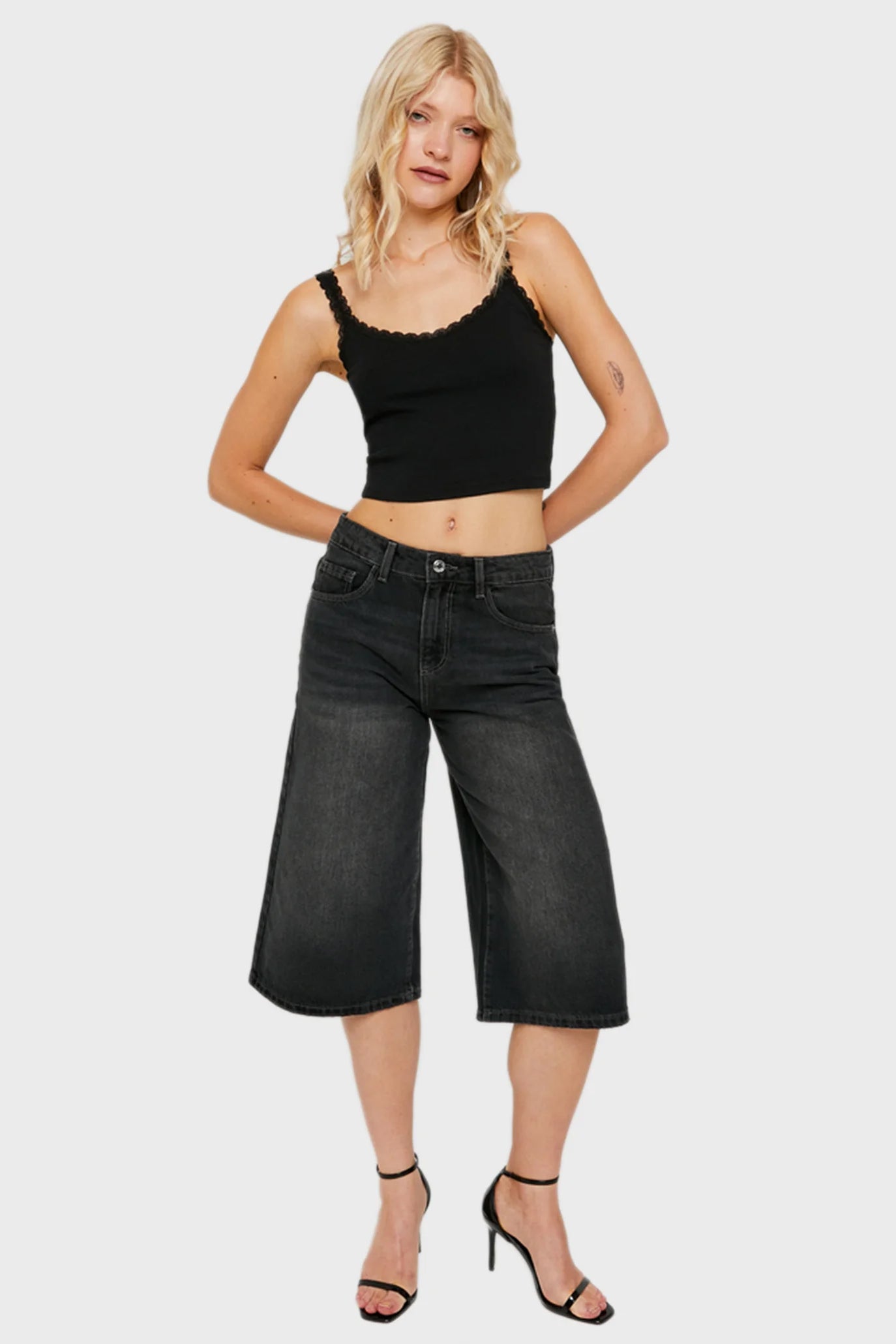 Jeansshorts - Black Denim