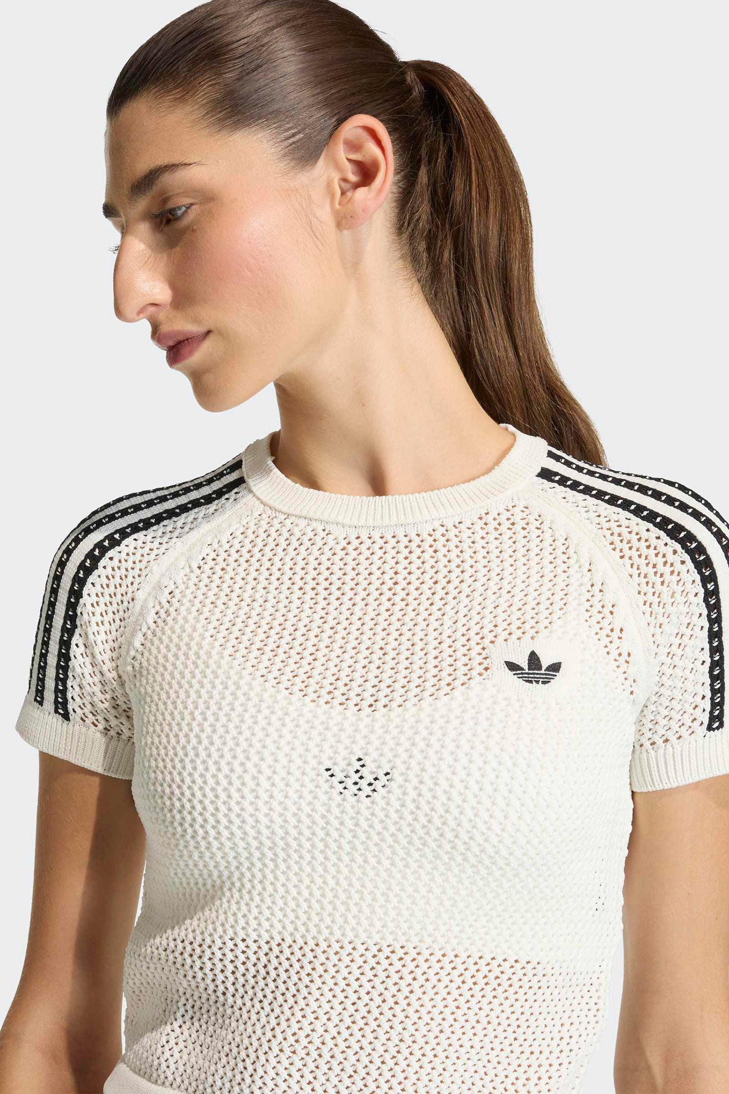 Crochet cropped T-shirt - Off White