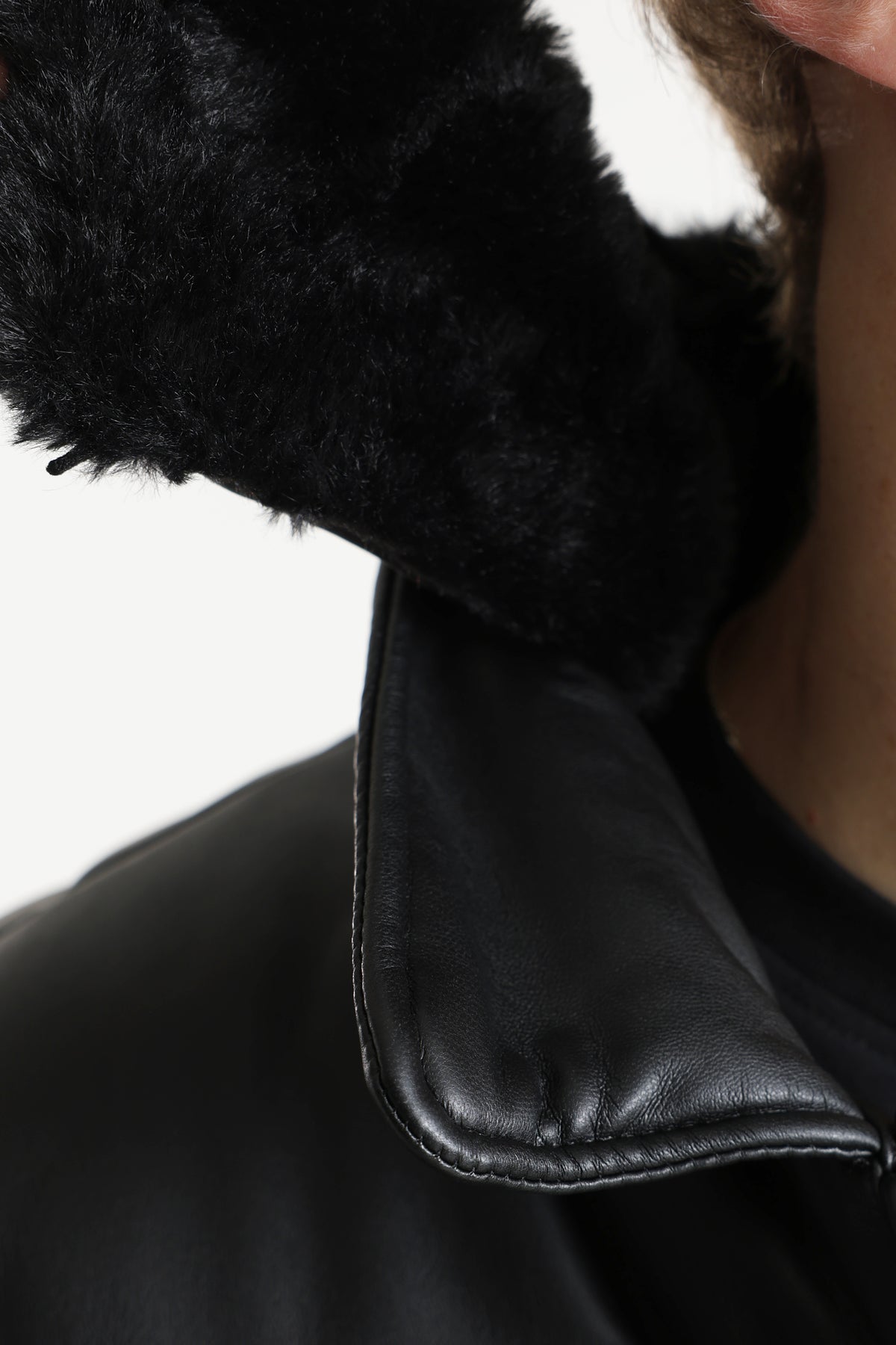 Veste matelassée en similicuir - Black