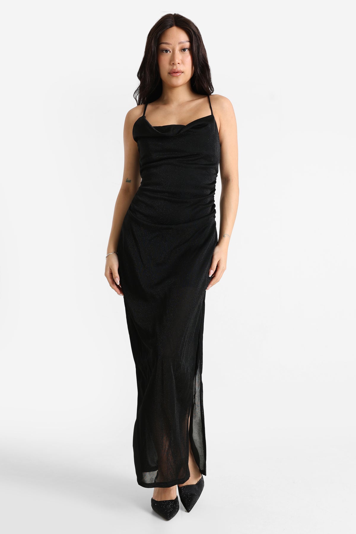 Robe longue à brillants - Noir