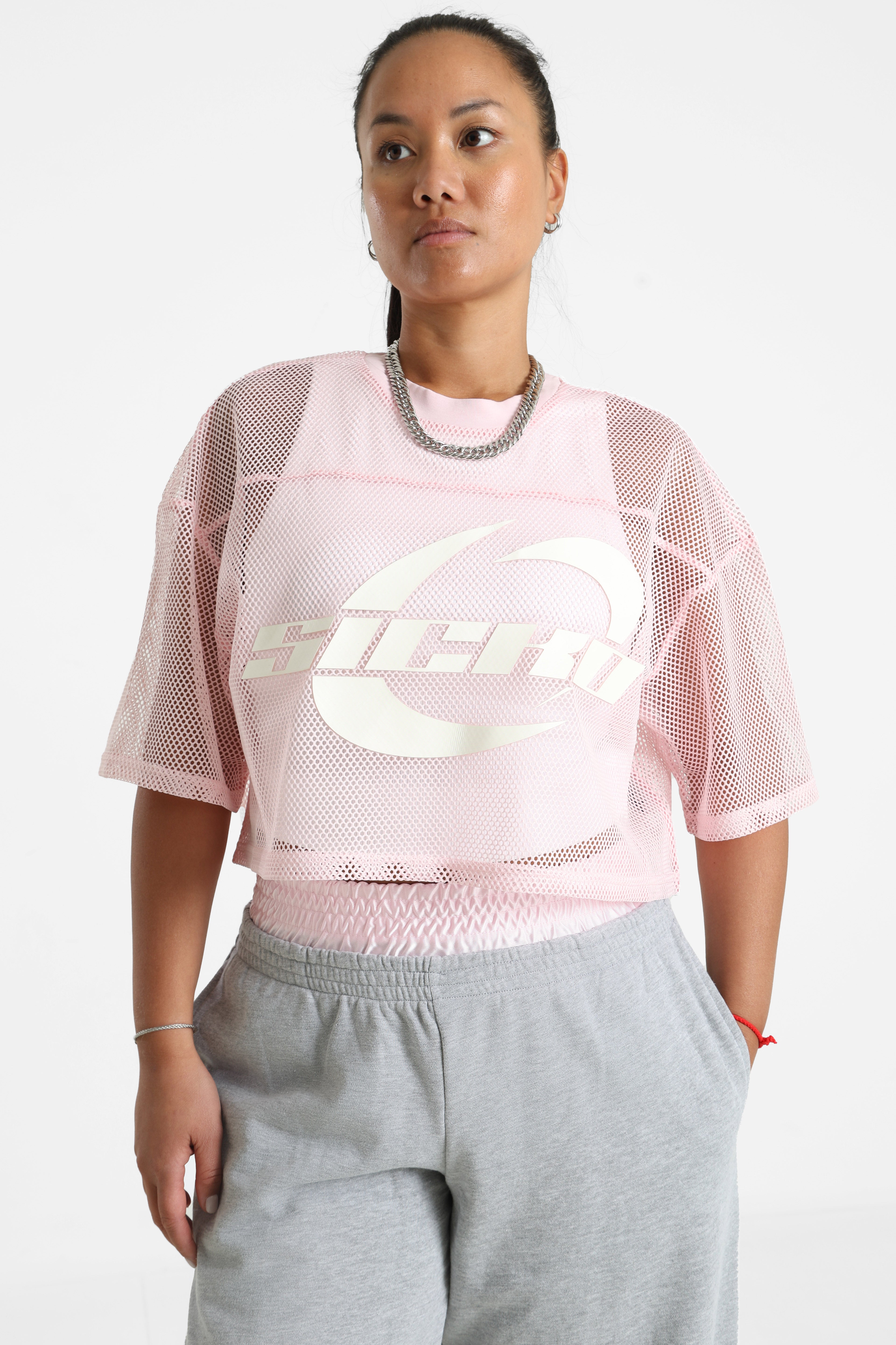 Crop Mesh T-Shirt - Hell Pink