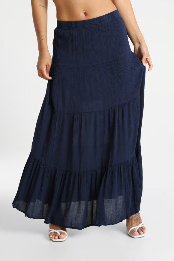 Strukturierter Maxirock - Marineblau