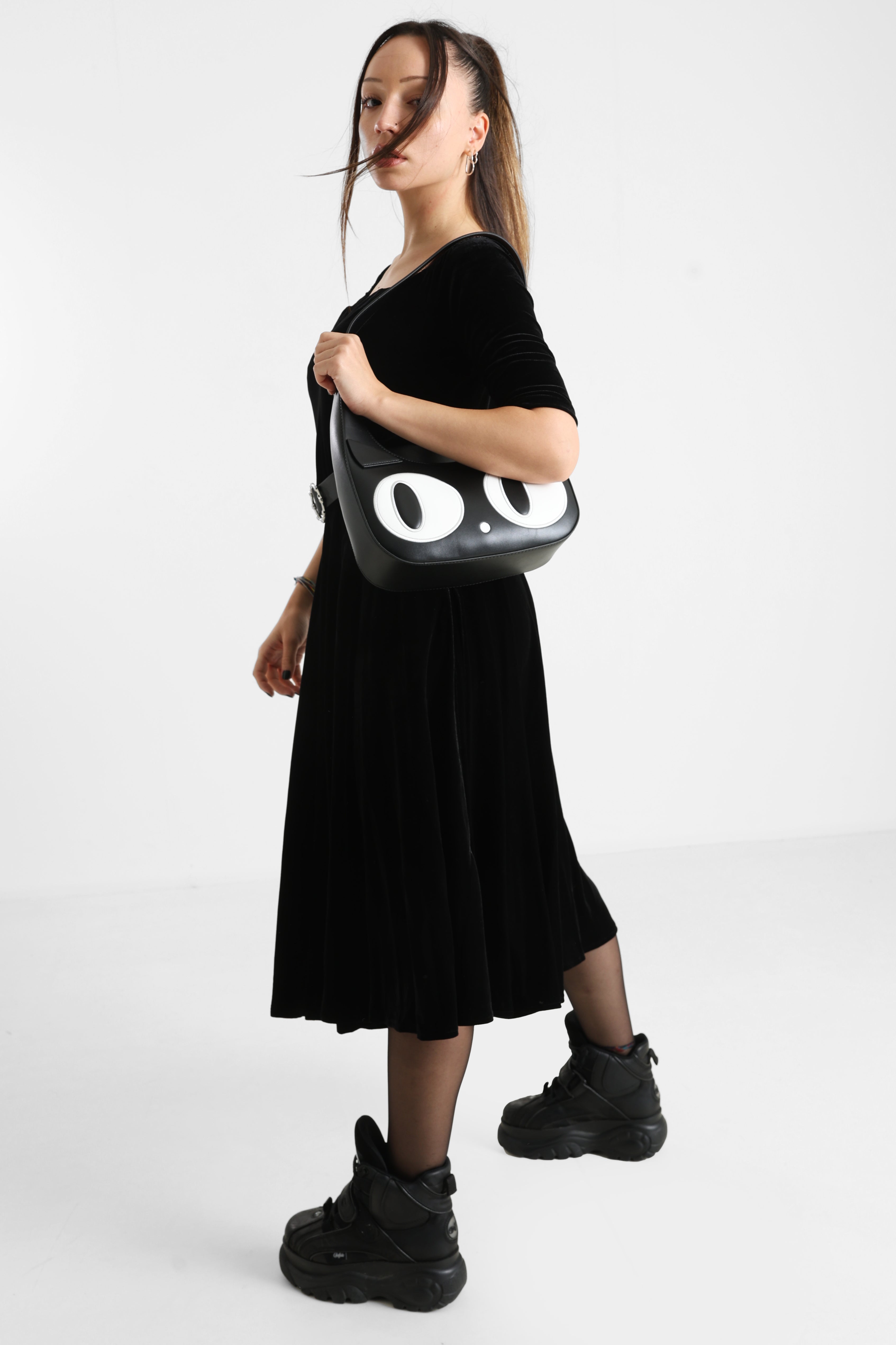 Amalia robe midi en velours - Black