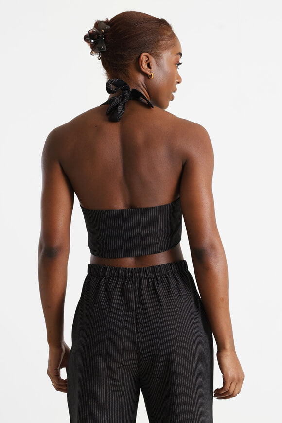 Neckholder Crop Top - Schwarz