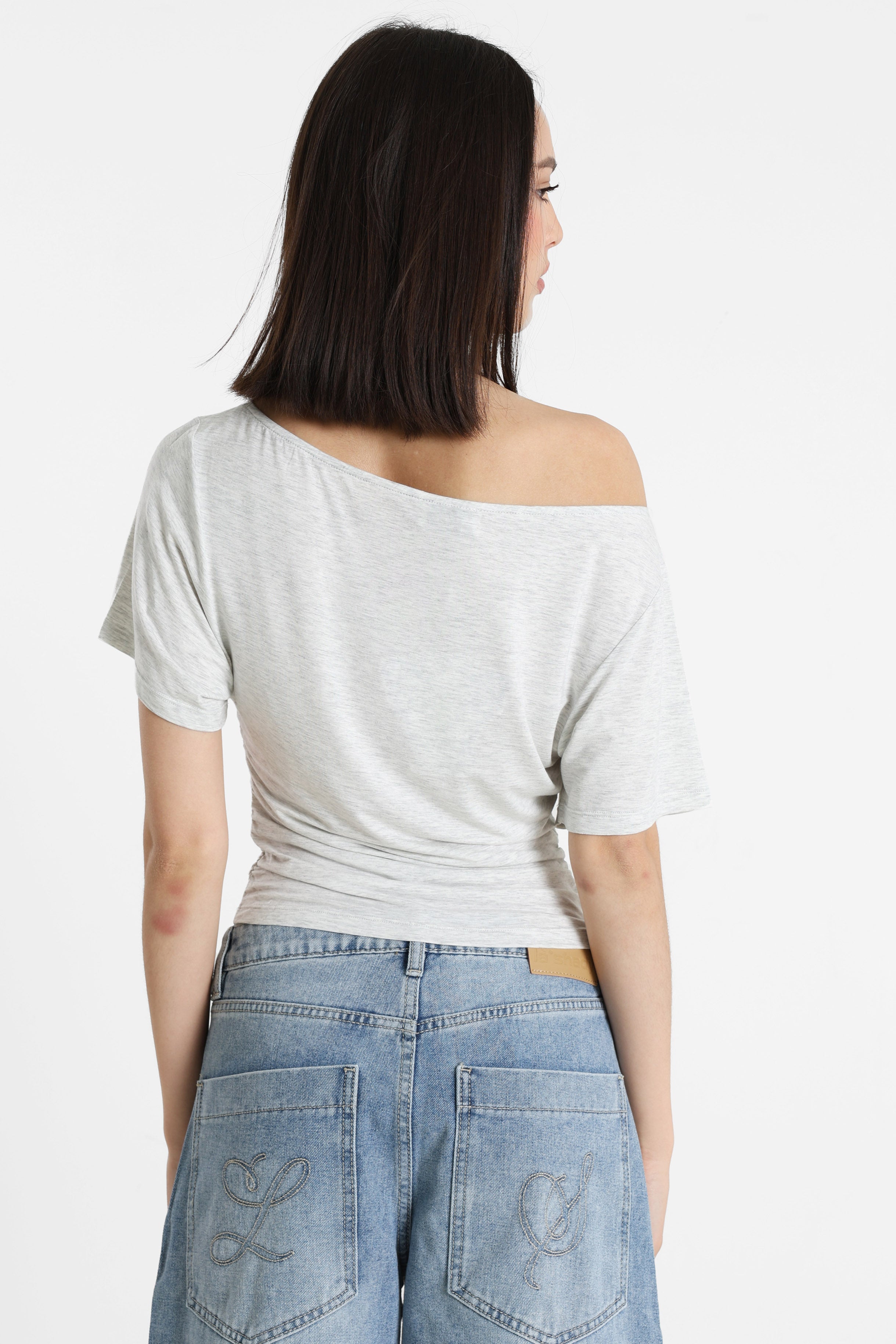 T-shirt monospalla - Grigio mélange
