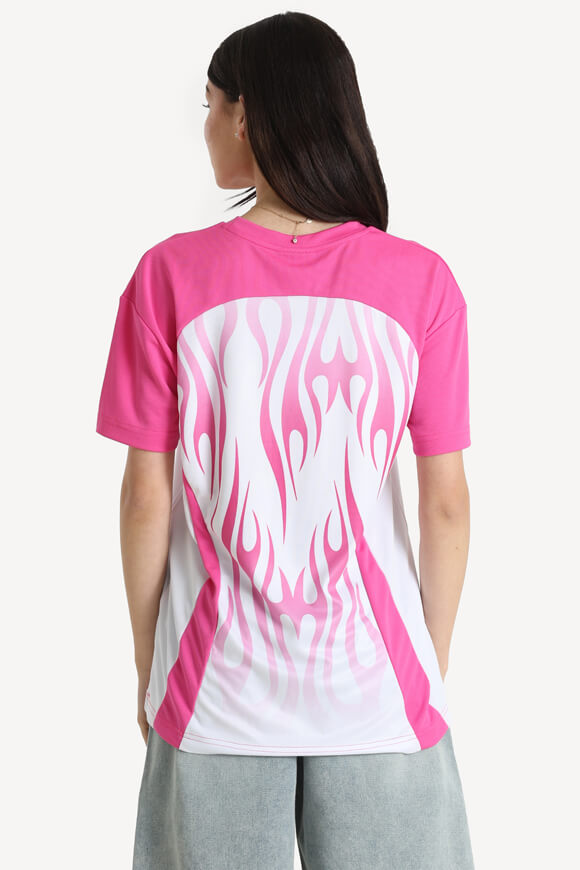 Maglietta oversize in rete - Rosa + Bianco