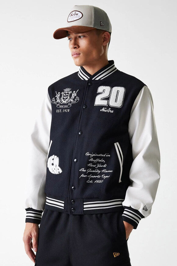 Varsity college jacket - Black + Offwhite